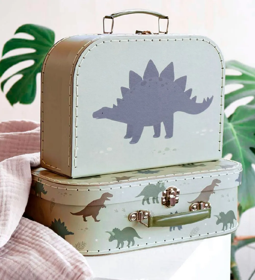 A Little Lovely Company Legekufferter>Kuffertsæt - 2 stk - 29x25,5 cm - Dinosa