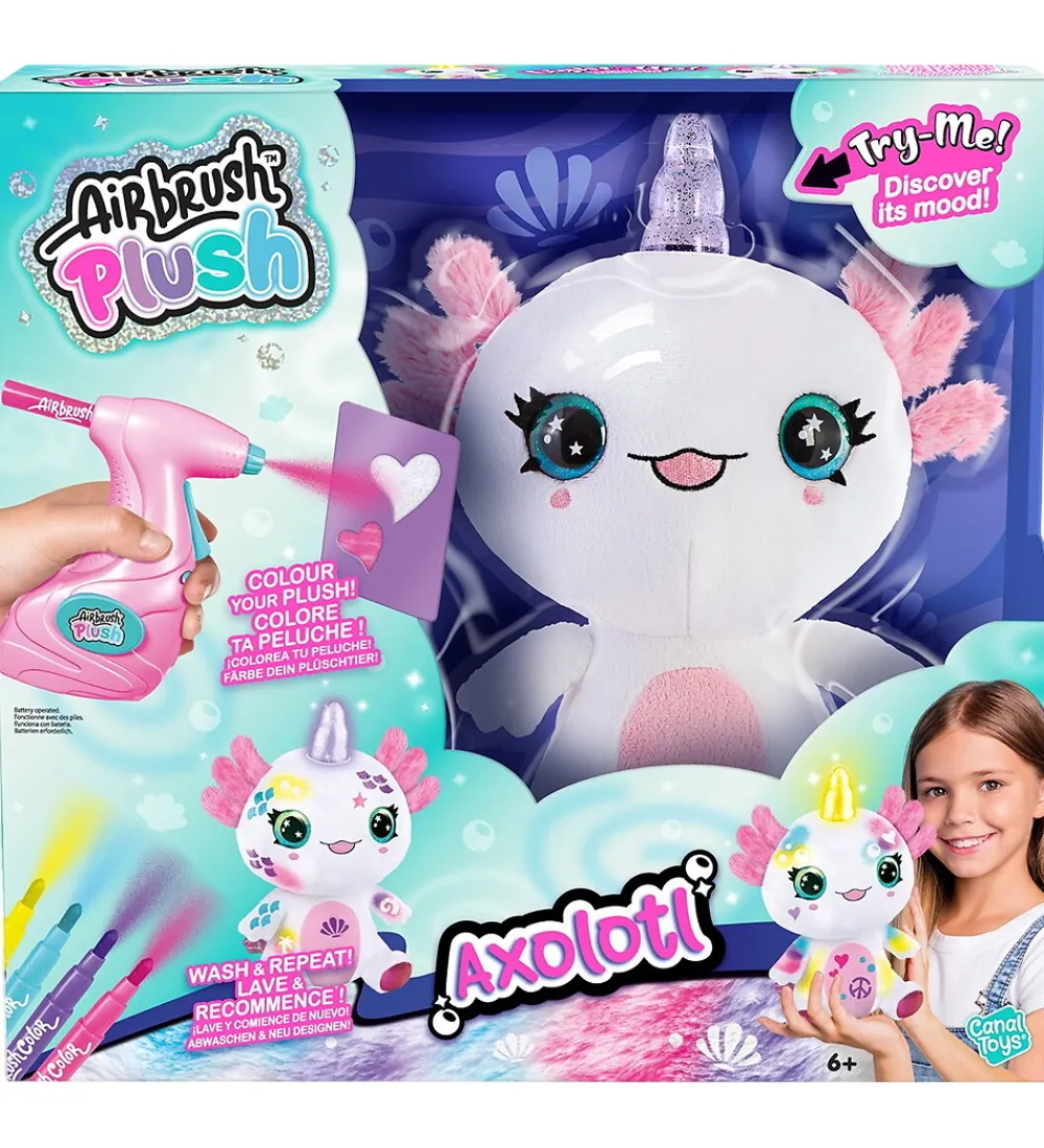 Airbrush Plush Bamser>Bamse m. Lys - 27 cm - Axolotl Enhjørning