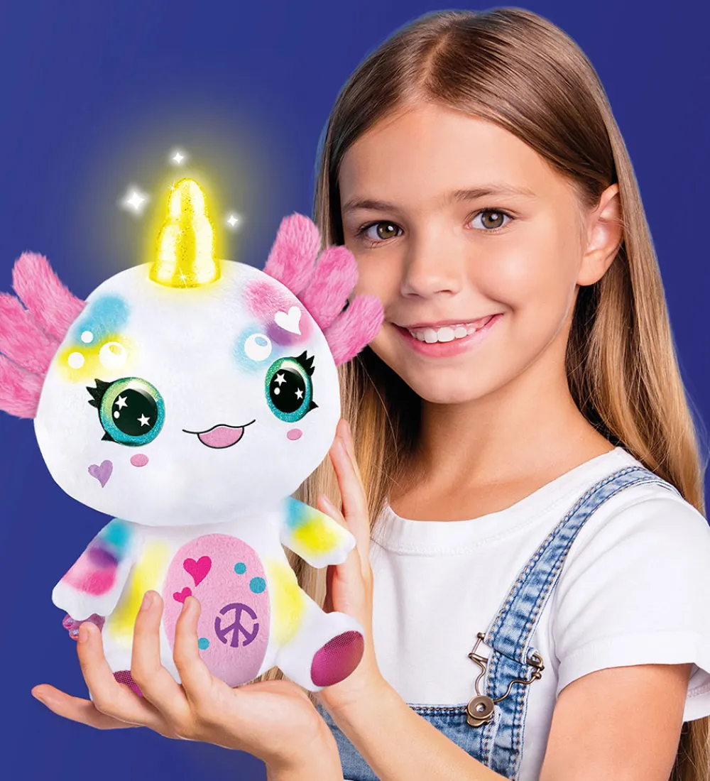 Airbrush Plush Bamser>Bamse m. Lys - 27 cm - Axolotl Enhjørning