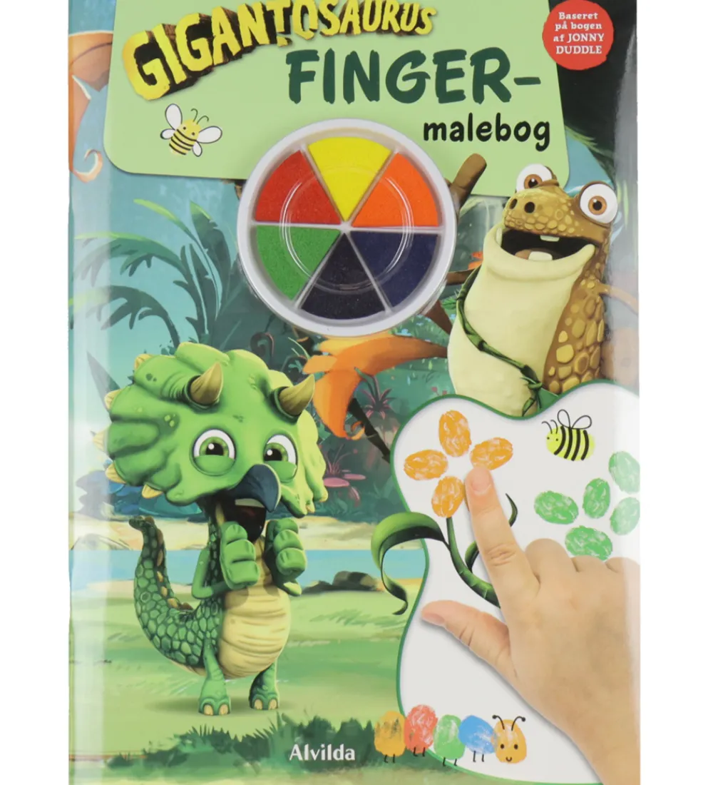 Alvilda Kreativ Leg|Malebog>Bog - Fingermalebog m. Gigantosaurus - Dansk