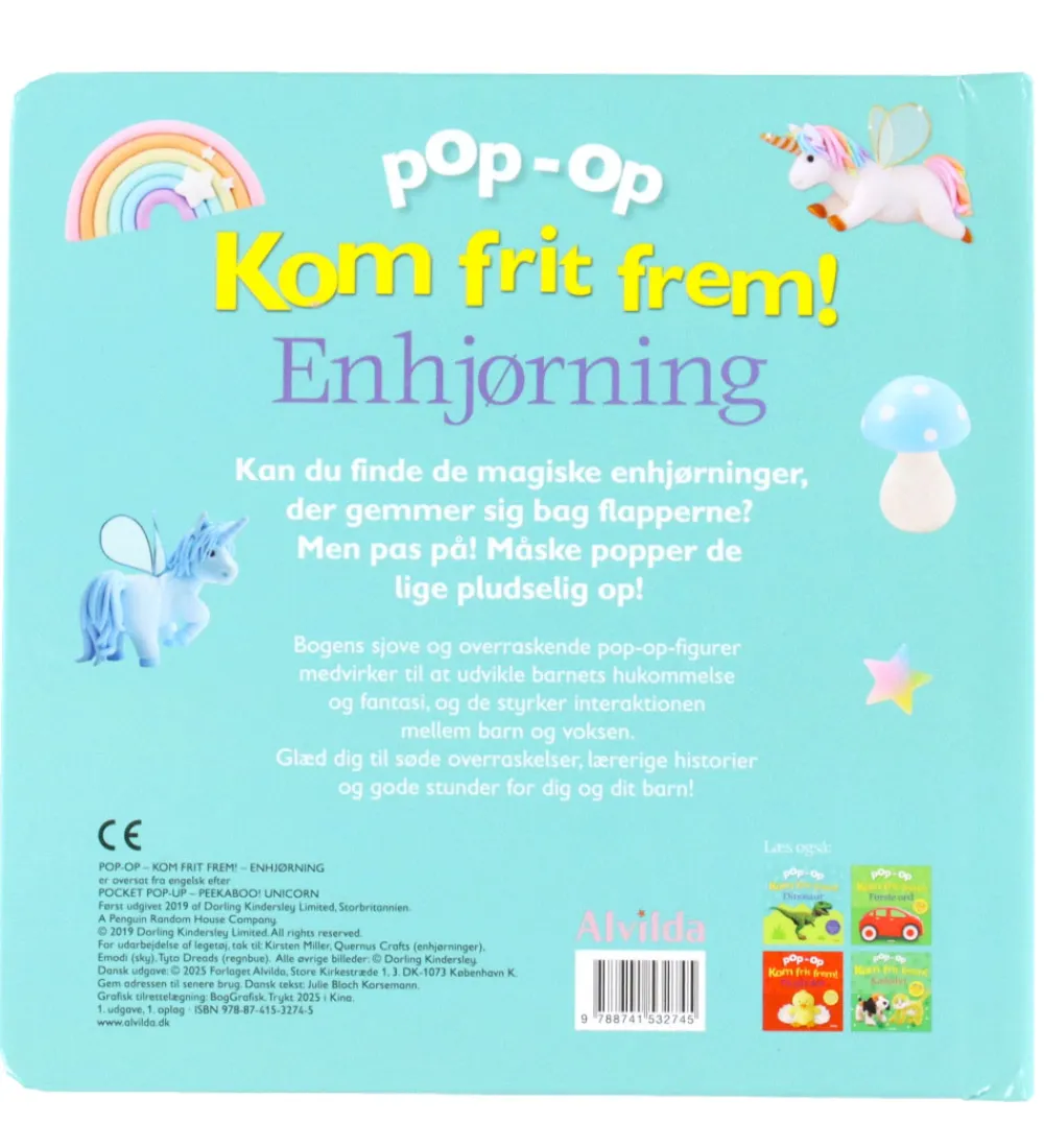 Alvilda Kreativ Leg|Bøger>Bog - Pop-op - Kom Frit Frem - Enhjørning - DA