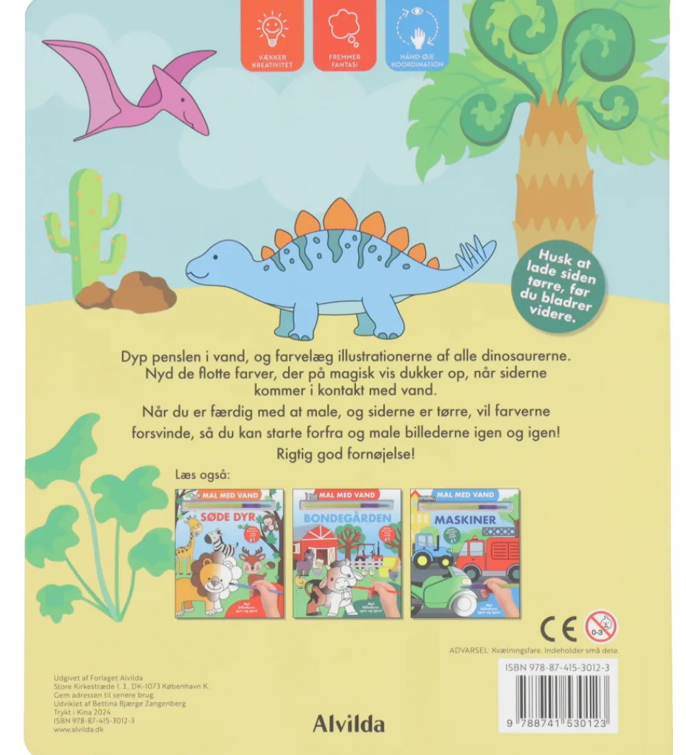 Alvilda Bøger|Malebog>Malebog - Mal Med Vand - Dinosaurer