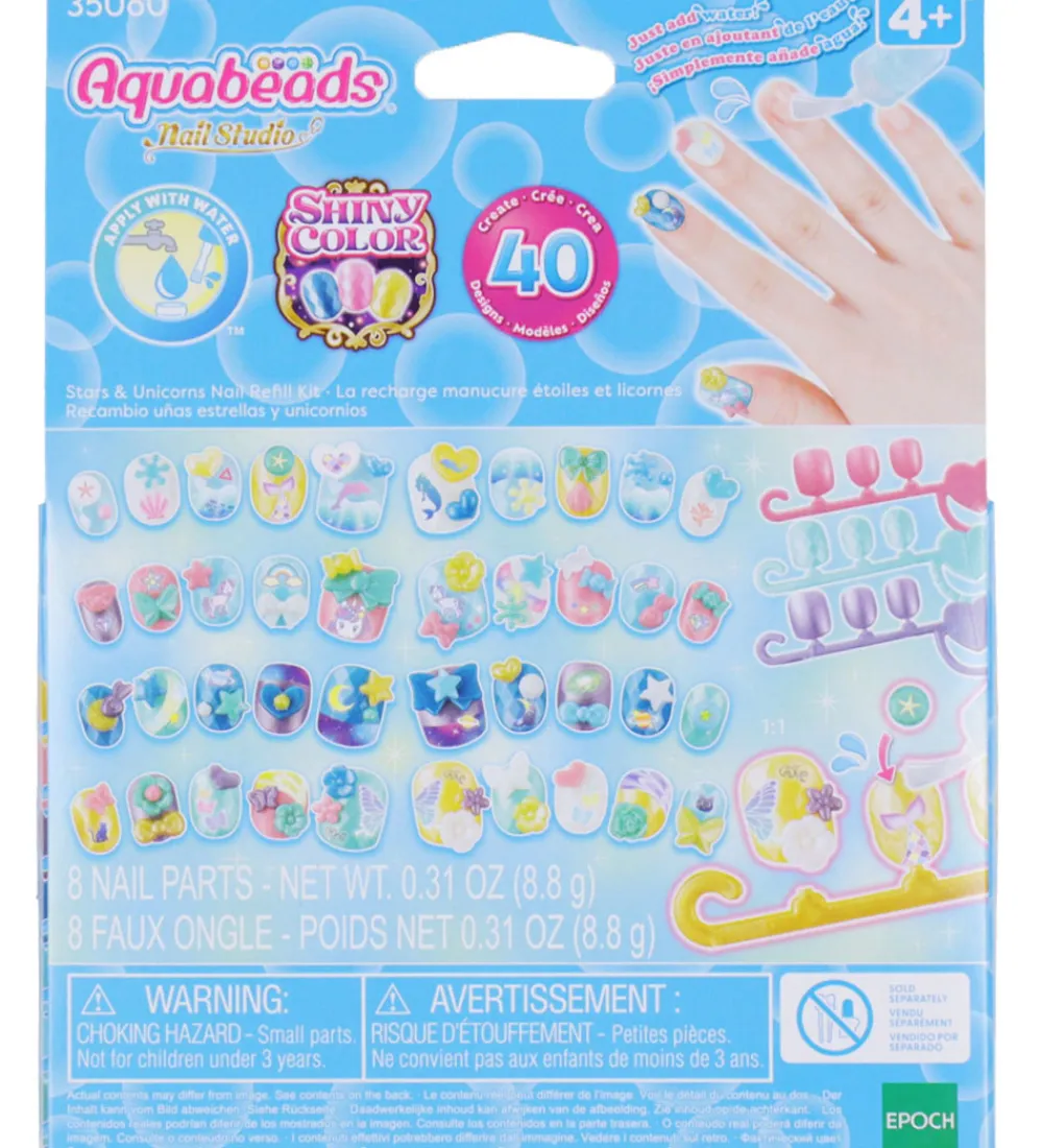 Aquabeads Kreasæt>Perlesæt - Nail Studio - Stars & Unicorns Nail Refill