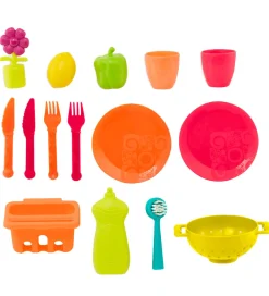 B. toys Legekøkken Og Legemøbel>Legekøkken - Køkkenvask m. Vand - 18 Dele