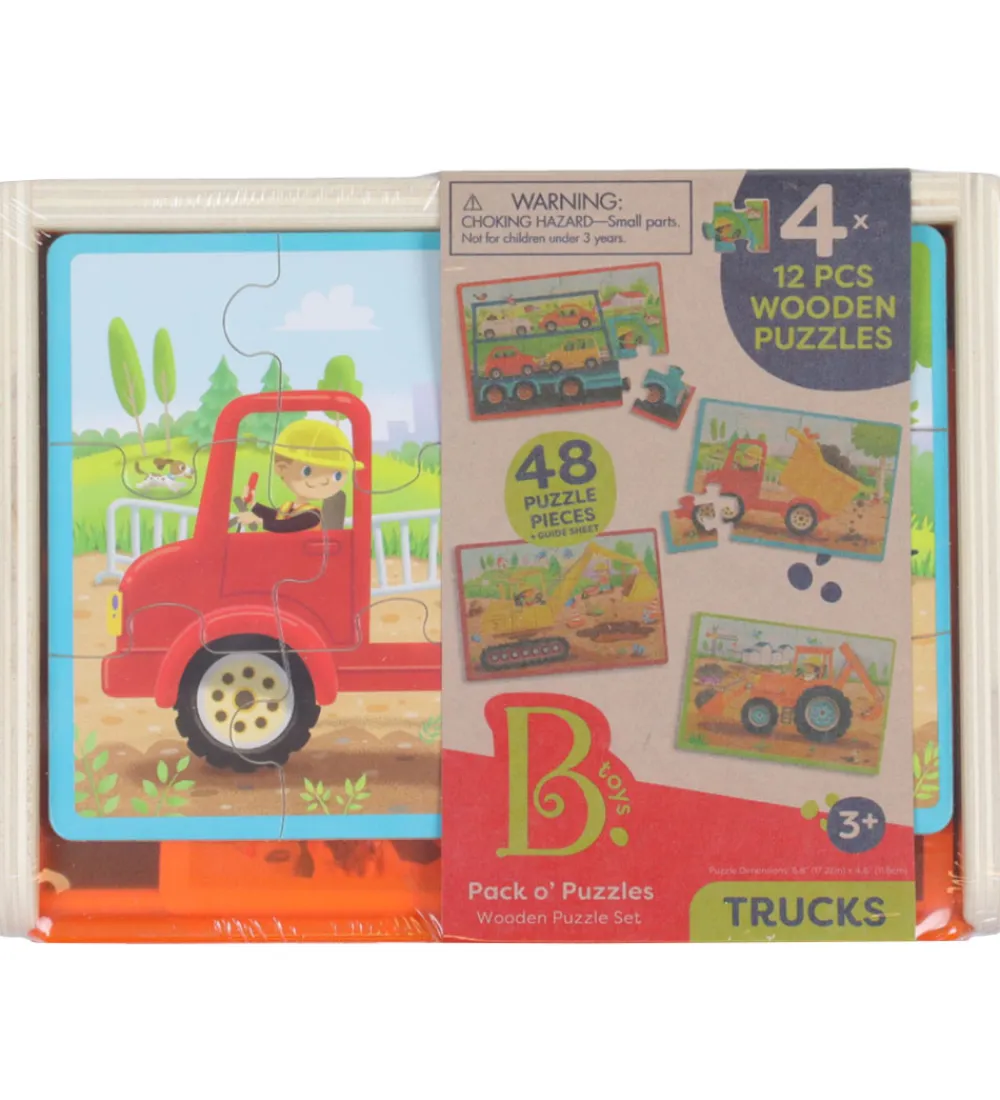 B. toys Puslespil>Puslespil - 4x12 - Arbejdskørertøjer