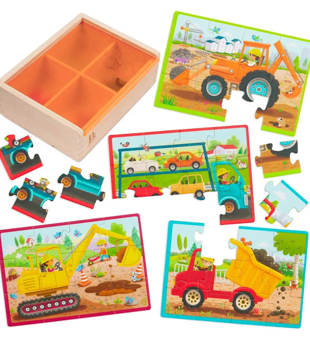 B. toys Puslespil>Puslespil - 4x12 - Arbejdskørertøjer