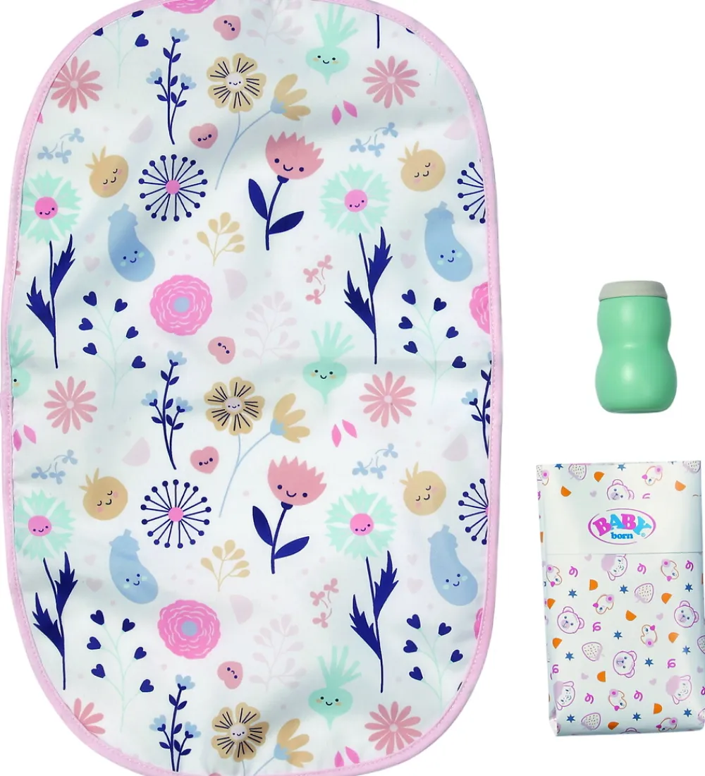 BABY born Dukker Og Tilbehør>Dukketilbehør - Dukkepusletaske m. Blomster - 4 Dele