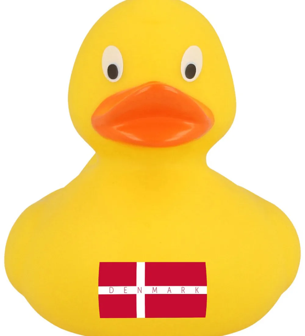 Badeand Babylegetøj|Badelegetøj>- Gul And m. Dansk Flag