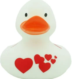 Badeand Babylegetøj|Badelegetøj>- Hvid m. Røde Hjerter