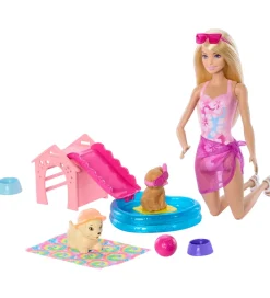 Barbie Dukker Og Tilbehør>Dukkesæt - 30 cm - Puppy Pool Party Aloha Blonde