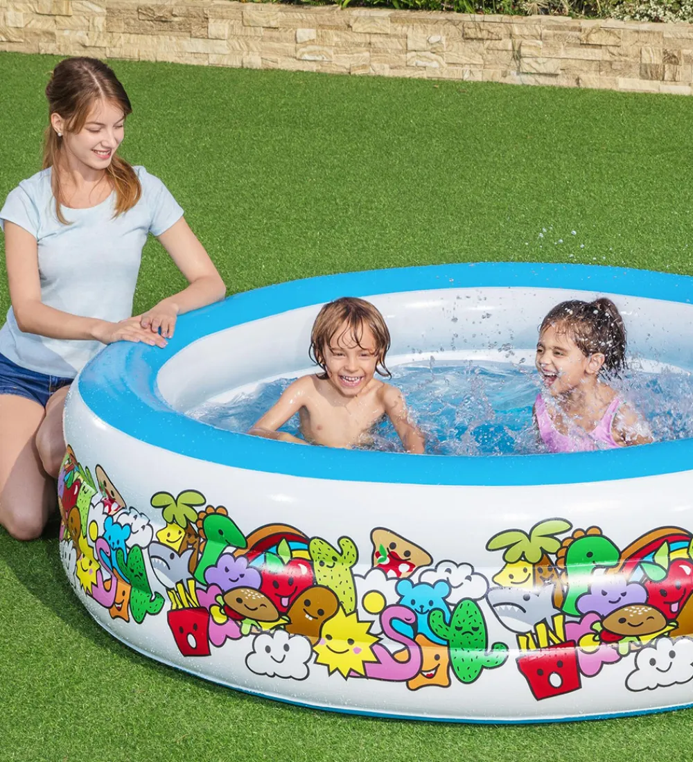 Bestway Udeleg Og Udendørs Legetøj|Vandleg>Badebassin - 196x53cm - Hvid/Blå m. Print