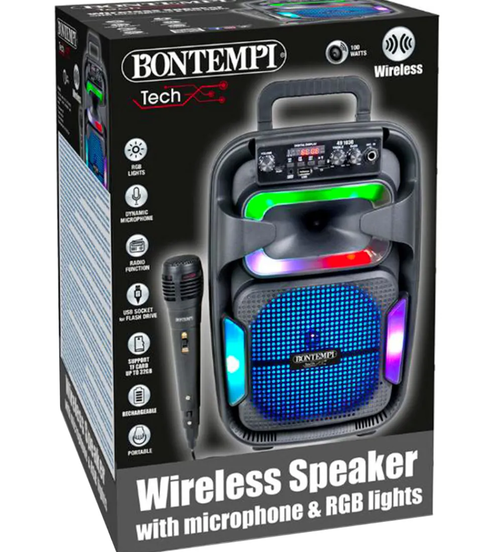 Bontempi Musikinstrumenter>Højtaler m. Mikrofon/Lys - 38 cm - Trådløs