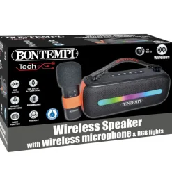 Bontempi Musikinstrumenter>Højtaler m. Mikrofon/Lys - 31 cm - Trådløs