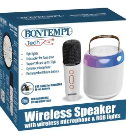 Bontempi Musikinstrumenter>Mini Højtaler m. Mikrofon/Lys - Trådløs