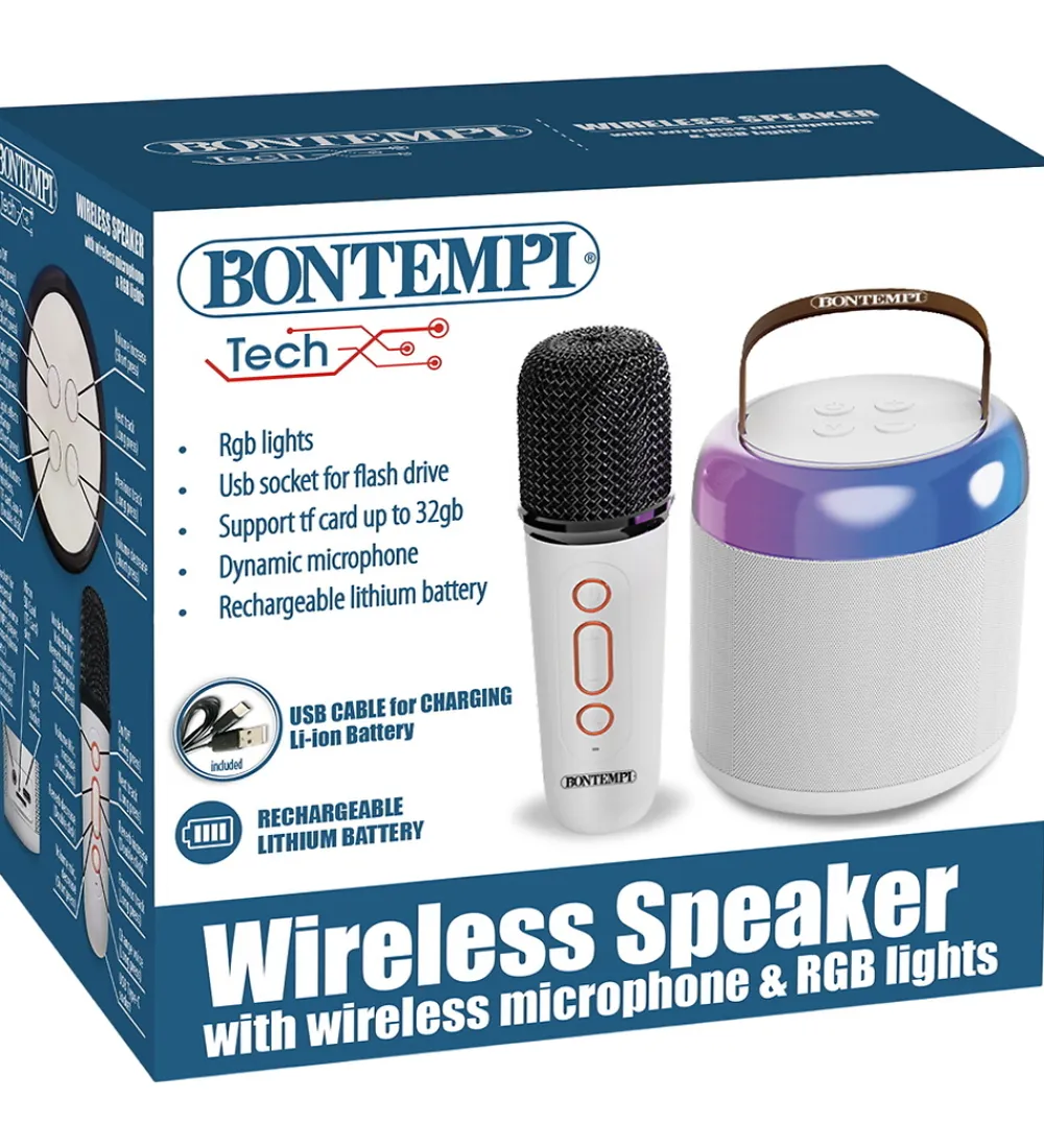 Bontempi Musikinstrumenter>Mini Højtaler m. Mikrofon/Lys - Trådløs