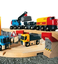 BRIO Brio>Tog- Og Vejbane Lodsesæt - 32 dele - Grå/Træ 33210