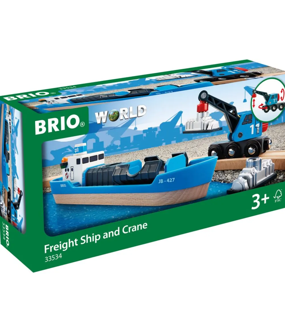 BRIO Brio>World Fragtskib og Kran - Blå 33534