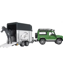 Bruder Biler, Tog Og Køretøjer>Bil - Land Rover Defender m. Hestetrailer - 02592