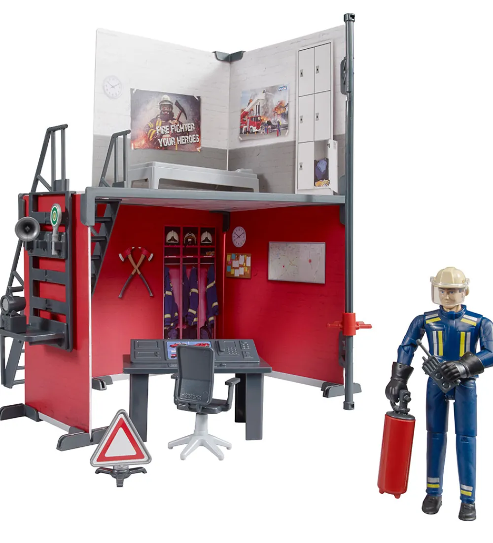 Bruder Figurer>Legesæt - bworld - Brandstation m. Brandbekæmper - 62702