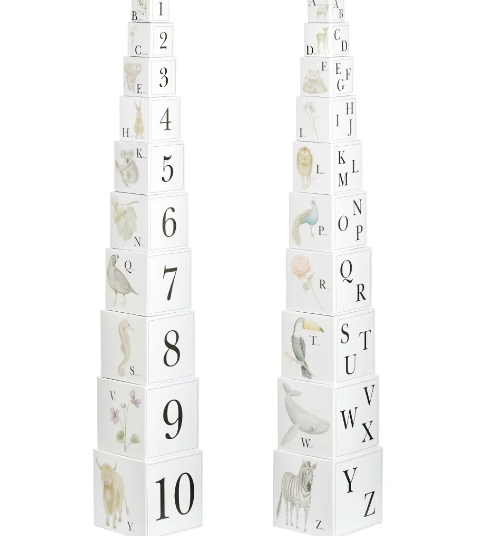 Cam Cam Stablelegetøj>Stableklodser - 10 stk. - Alphabet Animals