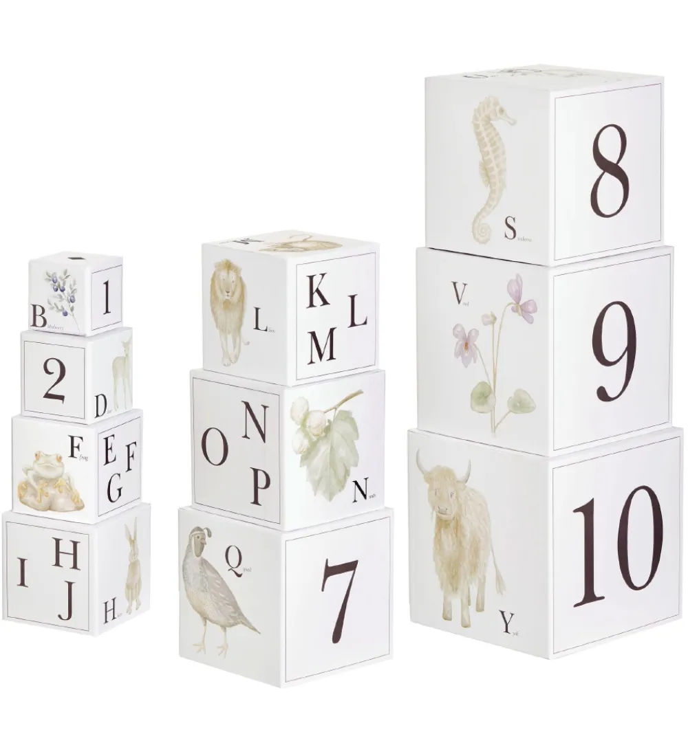 Cam Cam Stablelegetøj>Stableklodser - 10 stk. - Alphabet Animals