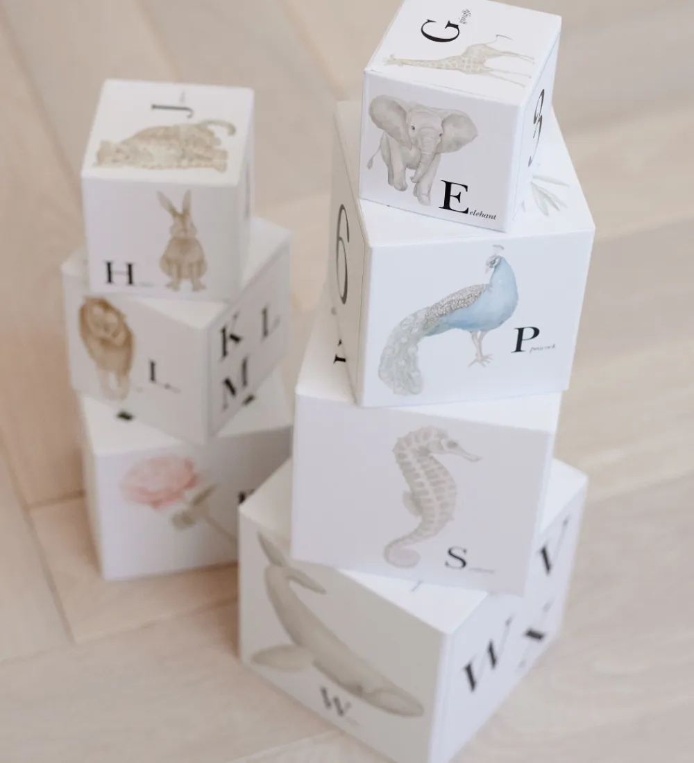 Cam Cam Stablelegetøj>Stableklodser - 10 stk. - Alphabet Animals