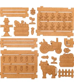 Crateit Kreasæt|Trælegetøj>Kreasæt - Bondegården - Træ - Markerne Høstes - 27 Dele