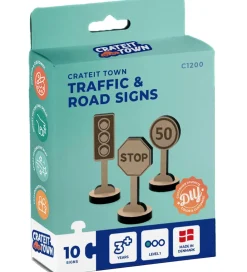 Crateit Biler, Tog Og Køretøjer|Trælegetøj>Kreasæt - Town - Træ - Trafikskilte - 10 Dele
