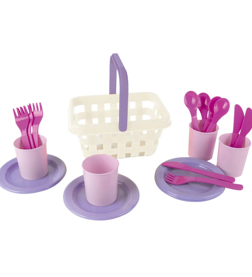 Dantoy Rolleleg>Picnic Spisesæt - 21 Dele - Rosa/Lilla
