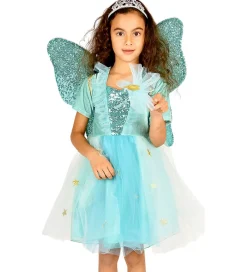 Den Goda Fen Udklædningstøj|Halloween>Udklædning - Fekjole m. Vinger/Tryllestav - Turkis