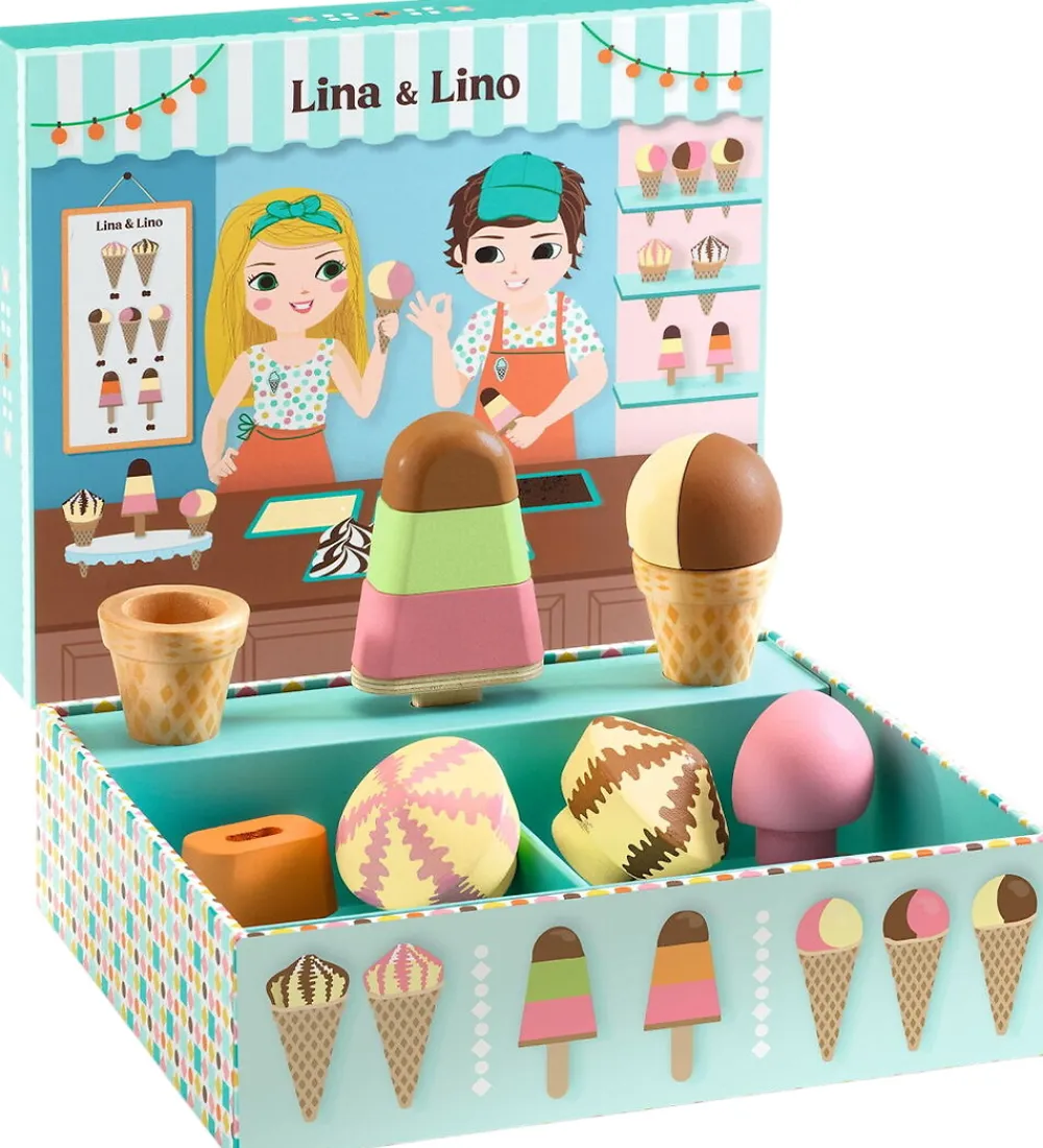 Djeco Rolleleg|Legemad>Isbod - Træ Lina & Lino