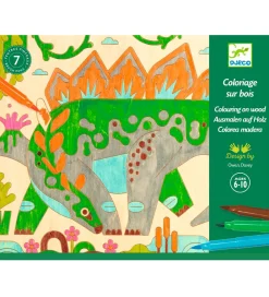 Djeco Kreasæt>Kreasæt - Farvelægning På Træ - Dino World