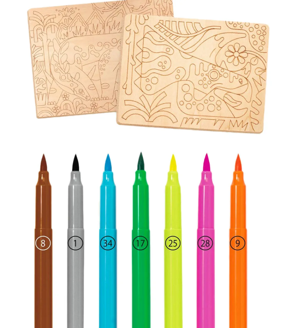 Djeco Kreasæt>Kreasæt - Farvelægning På Træ - Dino World