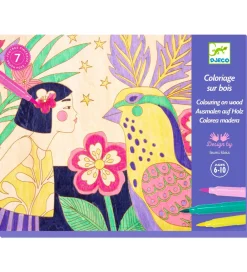 Djeco Kreasæt>Kreasæt - Farvelægning På Træ - Sweet Girls