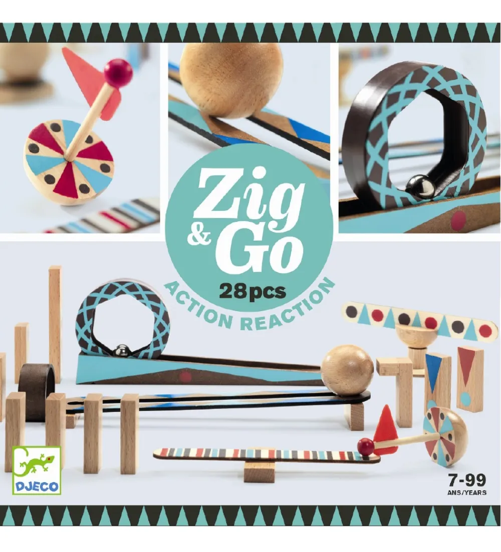 Djeco Kuglebaner>Kuglebane - 28 dele - Zig & Go - Træ