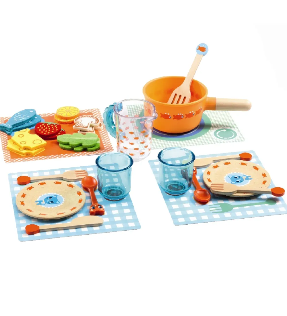 Djeco Legemad|Legekøkken Og Legemøbel>Legemad - 29 Dele - Spisetid, Katte!