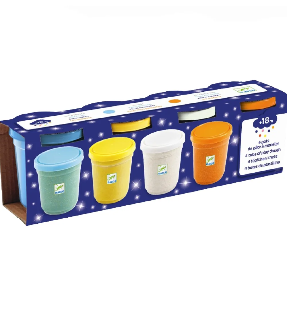 Djeco Modellervoks>Modellervoks - 4 stk. - Multifarvet m. Glimmer