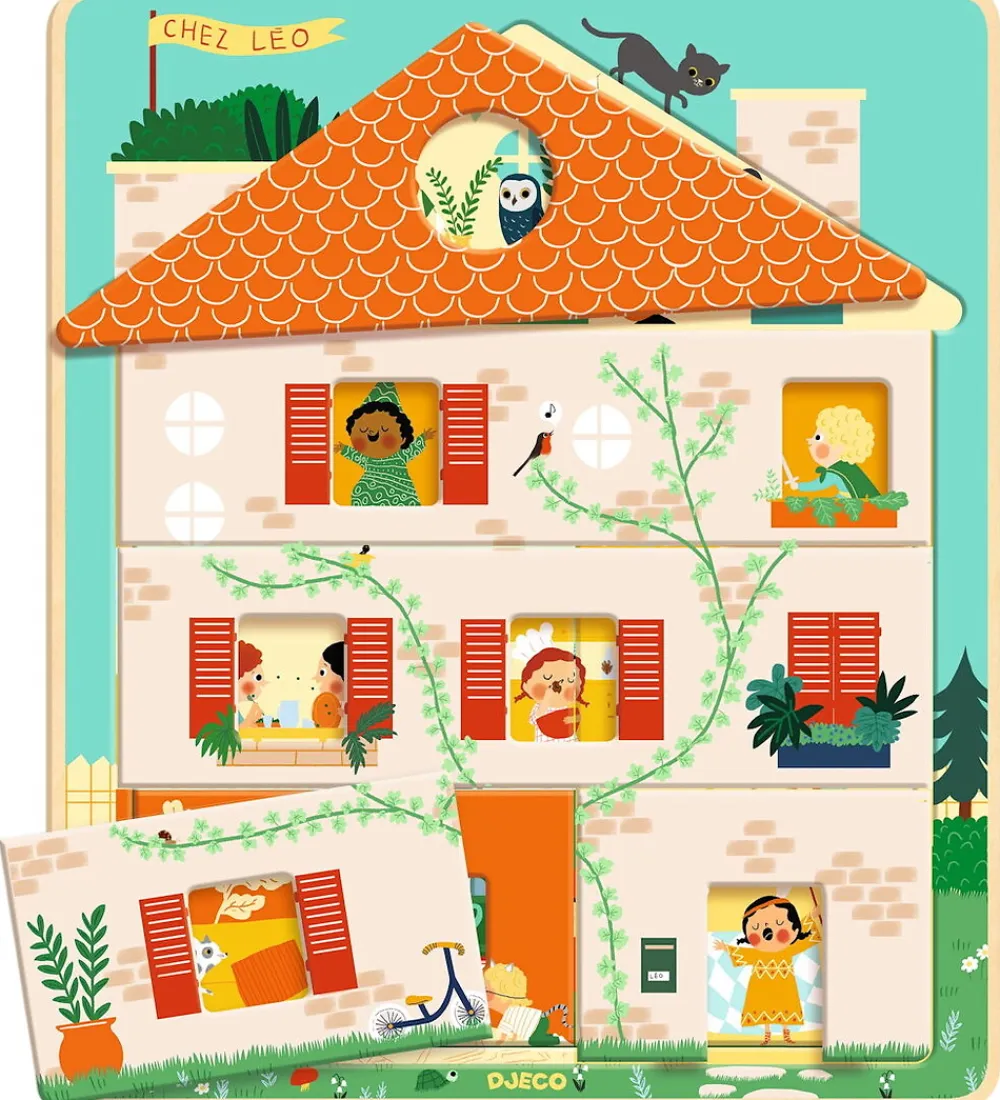 Djeco Puslespil>Puslespil - Træ - 12 Brikker - Hus I 3 Lag