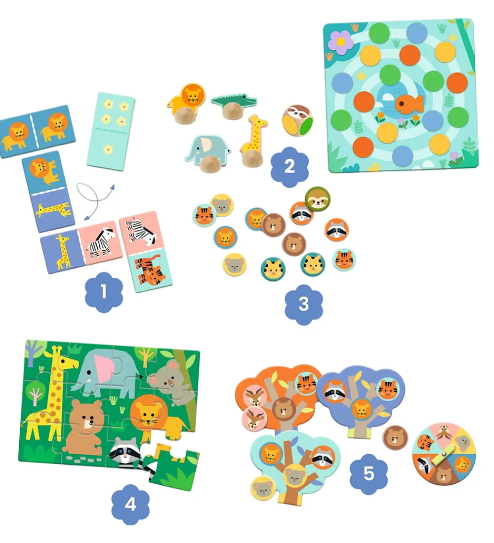 Djeco Spil>Spil - 5-i-1 - Wild Animals