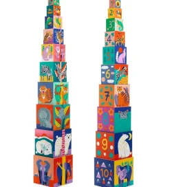 Djeco Stablelegetøj>Stabelkasser - 10 stk. - Vilde Dyr