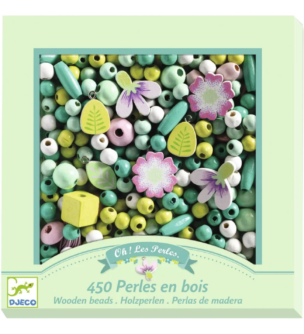 Djeco Perler>Træperler - 450 stk. - Blomster og Planter