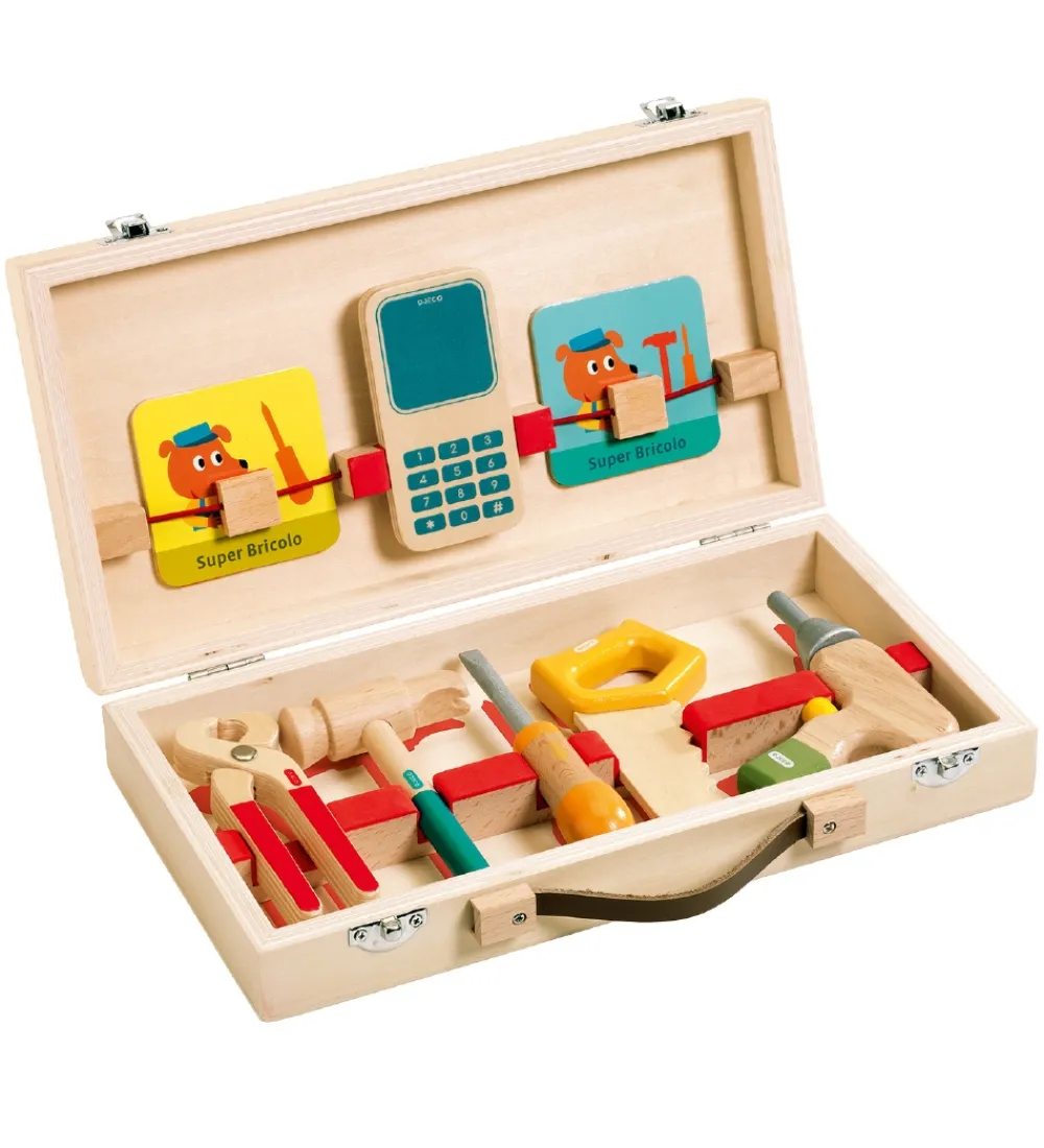 Djeco Legeværktøj>Værktøjskasse - Træ - Super Bricolo - Handyman