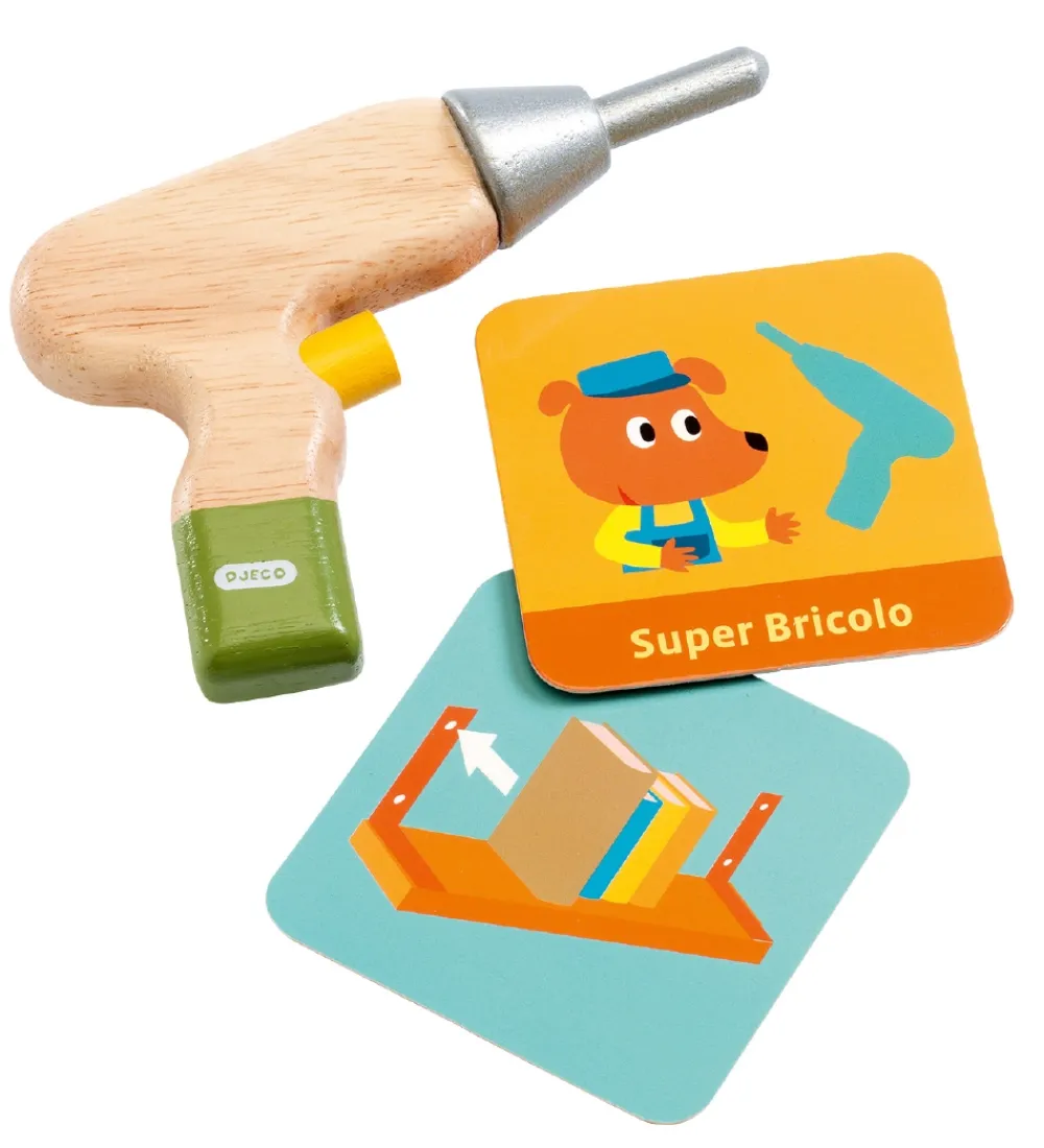 Djeco Legeværktøj>Værktøjskasse - Træ - Super Bricolo - Handyman