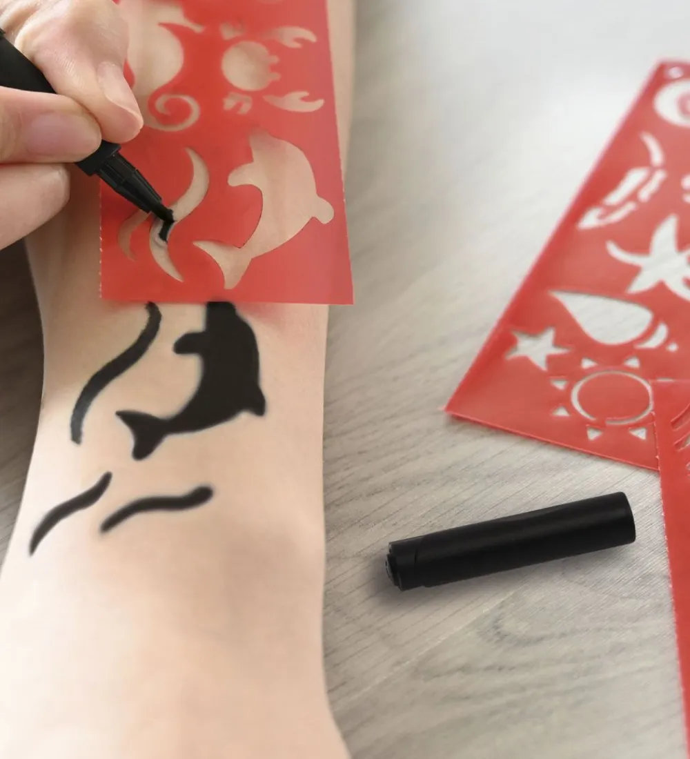 Eberhard Faber Tuscher Og Farver>Tattoo Tusch m. Skabeloner - 2 stk - Sort