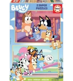 Educa Puslespil>Puslespil - Træ - 2x25 Brikker - Bluey