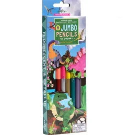Eeboo Tuscher Og Farver>Farveblyanter - 6 Stk. - Jumbo - Dinosaur