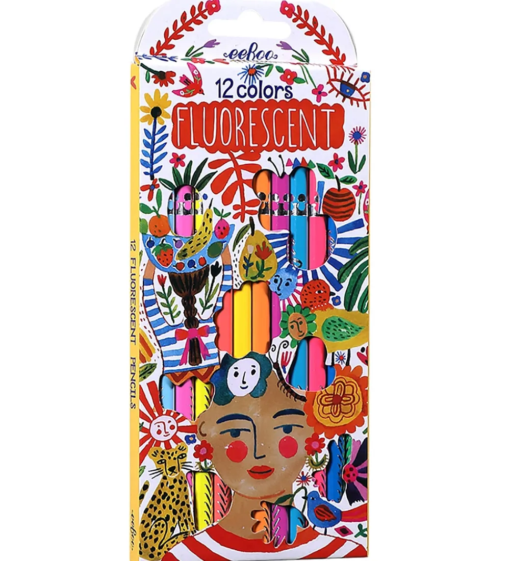 Eeboo Tuscher Og Farver>Farveblyanter - 12 stk. - Fluorescerende