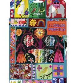 Eeboo Tuscher Og Farver>Farveblyanter - 24 Stk. - Neon/Metal - Dutch Quilt Sampler