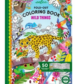 Eeboo Bøger|Malebog>Fold Ud Malebog m. Klistermærker - Vilde Dyr