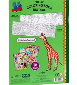 Eeboo Bøger|Malebog>Fold Ud Malebog m. Klistermærker - Vilde Dyr